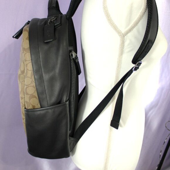 Coach Signature Canvas & Leather Backpack Brown Black - Picture 6 of 10
